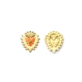 Golden Sacred Heart pendant with orange enamel and radial texture for DIY jewelry making - Radiant Sacred Heart (TZ-TP1400-02-orange)