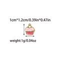 Pink cupcake enamel charm in stainless steel with dimensions and weight measurements - Pink Cake