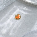 Golden heart pendant with orange butterfly enamel design and small hanging loop - Butterfly Heart Style (TZ-TP0998-02-orange)