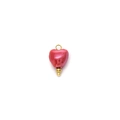 Minimalist 18K gold plated stainless steel red heart pendant with golden metal bead details - Bright Red Glazed Heart Style (TZ-HP0003-red)