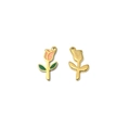 Pink and green enamel rose flower pendant in gold finish for DIY jewelry making - Rose Style (TZ-TP1108-02-orange)