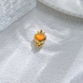 Golden heart pendant with orange enamel and crown detail for DIY jewelry making - Crown Heart Style (TZ-TP1001-02-orange)