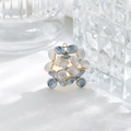 Close-up of gold-plated enamel flower pendant with white and blue petals and hanging loop - Blue and White Flower Cluster (TZ-TP1048-02-blue)