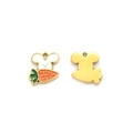 Cute bunny and carrot enamel pendant in polished gold stainless steel for DIY jewelry - Rabbit with Carrot Style (TZ-TP1426-02-white)