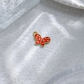 Red enamel butterfly pendant with gold dots and metal ring for DIY jewelry making - Red Enamel Butterfly Pendant (TZ-TP1009-02-red)