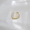 DIY gold heart pendant with white enamel fish-scale texture for jewelry making - Scaled Heart Style (TZ-TP1010-02-white)