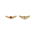 Luxury gold-plated curved charm with red round-cut gemstone for DIY jewelry making - Arc Bar Style (TZ-TP1123-02-red)