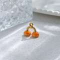 DIY stainless steel heart bow pendant in gold finish with vibrant orange enamel coating - Orange Earphone Style (TZ-TP0996-02-orange)