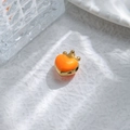 Golden heart charm with orange enamel and crown detail for DIY jewelry making - Crown Orange Heart Style (TZ-TP1008-02-orange)