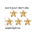 Gouden roestvrijstalen bloemen bedels set met afmetingen en gewicht specificaties - Vijfbladige Bloemstijl (TP0562-02) / 5 Stuks/Verpakking / Goud