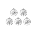5er-Set Edelstahl Sonnenanhänger mit gewellten Strahlen für DIY Schmuckdesign - Silber Hohlsonne Stil (TZ-TP0804-01)
