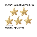Set of 5 golden stainless steel starfish pendants with textured finish for DIY jewelry - Gold Starfish Pendant (TZ-TP0516-02)