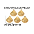 Set of five 1.9cm golden stainless steel seashell charms for DIY jewelry making - Shell Style (TZ-TP0431-02)