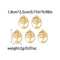 5Pcs stainless steel oval tree of life pendants with hollow engraving for DIY jewelry - Tree Of Life Series Pendant (TZ-TP0887-02) / Gold