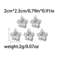 Detailed view of five polished stainless steel flower pendants with size measurements - Silver Textured Flower Style