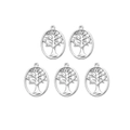 Five pieces of silver stainless steel tree of life charms for DIY jewelry making projects - Tree Of Life Series Pendant (TZ-TP0887-01) / Silver