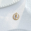 Oval gold fish pendant with purple marble enamel and beaded edge detail charm - Purple Enamel Fish Pendant (TZ-TP1080-02-purple)