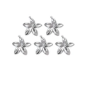 Set van vijf gepolijste roestvrijstalen bloemenhangers voor het maken van DIY-sieraden - Vijfbladige Bloemstijl (TP0562-01) / 5 Stuks/Verpakking / Zilver