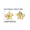 Ciondolo a fiore dorato con perla rossa, charm 3cm x 2,8cm per creazione gioielli DIY - Stile Fiore con Perline Rosse (TZ-TP1204-02-red)