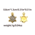 Gouden roestvrijstalen schildpad hanger met witte zirkonia pavé en afmetingen - Goud Schildpad Strass Stijl (TZ-TP0967-02)