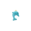 Ocean-inspired blue enamel dolphin charm with gold loop for DIY jewelry necklaces - Lake Blue Dolphin (TZ-TP1245-02-blue)