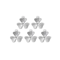 Detailed view of 5-piece clover shaped silver metal charms with radial pattern for DIY jewelry - Silver Radial Texture Clover Style (TZ-TP0436-01)