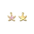 Detalle macro de colgantes de estrella de mar dorados y esmalte lila para joyas DIY - Estrella De Mar De Esmalte Morado Claro (TZ-TP1112-02-purple)