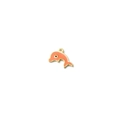 Detailed close-up of a golden dolphin charm with orange enamel for DIY jewelry making - Orange Dolphin Style (TZ-TP1103-02-orange)