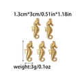 Set of 5 polished 18K gold-plated stainless steel seahorse pendants for DIY jewelry - Seahorse Shaped Charm (TZ-TP0443-02)