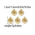 Five gold tree of life charms in 304 stainless steel with sizing labels for DIY jewelry - Gold Round Tree of Life Style (TZ-TP0828-02)