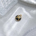 French retro round owl charm in black enamel and gold finish for DIY jewelry - Round Enamel Style (TZ-TP0992-02-black)