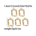 Fünf goldene rechteckige Anhänger aus 304 Edelstahl mit Hammerschlag-Textur für DIY-Schmuck - Vintage Strukturierter Rechteckiger Anhänger (TZ-TP0824-02)