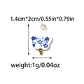Blue and white porcelain flower pendant with dimensions 1.4x2cm and golden bail - Ceramic / Blue and White Porcelain Flower