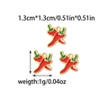 Three red chili pepper enamel pendants in stainless steel with measurement details - Red Chili Style (TZ-TP0683-02)