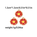 Three red and yellow enamel flower charms in gold stainless steel for jewelry making - Red Yellow Enamel Flower Style (TZ-TP0680-02)