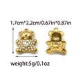 Cute golden stainless steel bear charms with white pearls and heart crystal 1.7x2.2cm - Pearl Rhinestone Bear Pendant (TZ-TP0970-02)