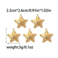 5er-Set goldene Seestern-Anhänger aus 18K Edelstahl mit Wellentextur für DIY-Schmuck - Fünfzackiger Stern Stil (TZ-TP0538-02)