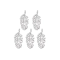 Set of five silver hollow feather pendants in stainless steel for DIY jewelry making - Silver (Feather)