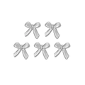 Set of 5 stainless steel bow pendants with striped texture for DIY jewelry making - Silver Striped Bowknot Pendant (TZ-TP0712-01)
