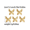 Golden stainless steel bow pendant charms for jewelry making, 2cm x 2.1cm size detail - Butterfly Style (TZ-TP0726-02)