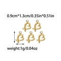 Five 18K gold-plated stainless steel heart charms, 0.9x1.3cm DIY jewelry pendants - Gold Heart Style (TZ-TP0838-02)