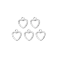 Cinq pendentifs coeur évidés en acier inoxydable argenté avec texture martelée - Style Cœur Martelée Argenté Ajouré (TZ-TP0759-01)