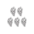 Set of five silver stainless steel shell and wing pendants for DIY jewelry making - Bright Silver Seashell Wing Style (TZ-TP0730-01)