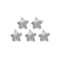 Detailed view of five silver star charms with grid texture and integrated hanging rings - Silver Star Shape (TZ-TP0555-01)
