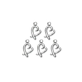Detailed view of five hollow silver heart pendants for DIY jewelry making - Silver Hollow Heart (TZ-TP0838-01)