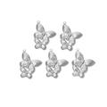 Detail of five silver stainless steel double butterfly charms for DIY jewelry making - Silver Double Layer Butterfly Style