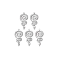 Set di 5 ciondoli a forma di serpente in argento martellato per gioielli fai da te - Stile Serpente a Spirale Martellato (TZ-TP0751-01) / Argento