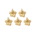 Detailed view of five gold flower pendants made of 304 stainless steel with top hanging rings - Gold Textured Flower Style