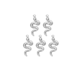 Dettaglio ravvicinato di cinque ciondoli a serpente in acciaio inossidabile argento - Stile Ciondolo Serpente Piccolo (TZ-TP0841-01) / Argento