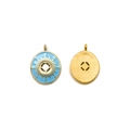 Colgante de ojo de sol de doble cara en oro y esmalte azul claro para crear bisutería - Estilo Disco Solar (TZ-TP1021-02-blue)